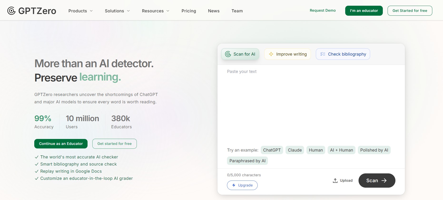 GPTZero AI Content Checker Tool